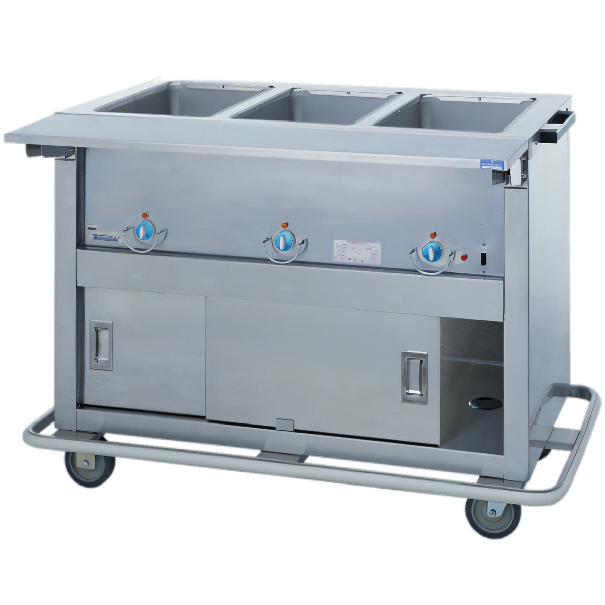 Duke Thurmaduke EP-5-CBSS 74-Inch 5-Well Full-Size Electric Mobile Steamtable with Sealed Wells and Enclosed Base