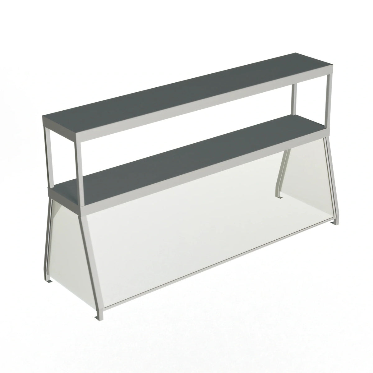Duke 956-460-5D 72-1/2" Double-Deck Stainless Steel Serving Overshelf with Tempered Glass and Acrylic End Guards