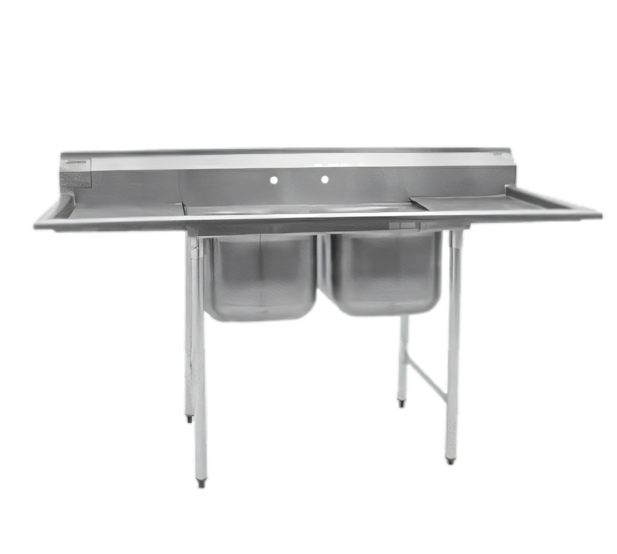 Eagle Group 314-24-2-24R-X 2-Compartment 304 Stainless Steel Sink, Right-Hand Drainboard, 24 x 24 x 13-1/2 Inch Bowls, 9-1/2 Inch Backsplash