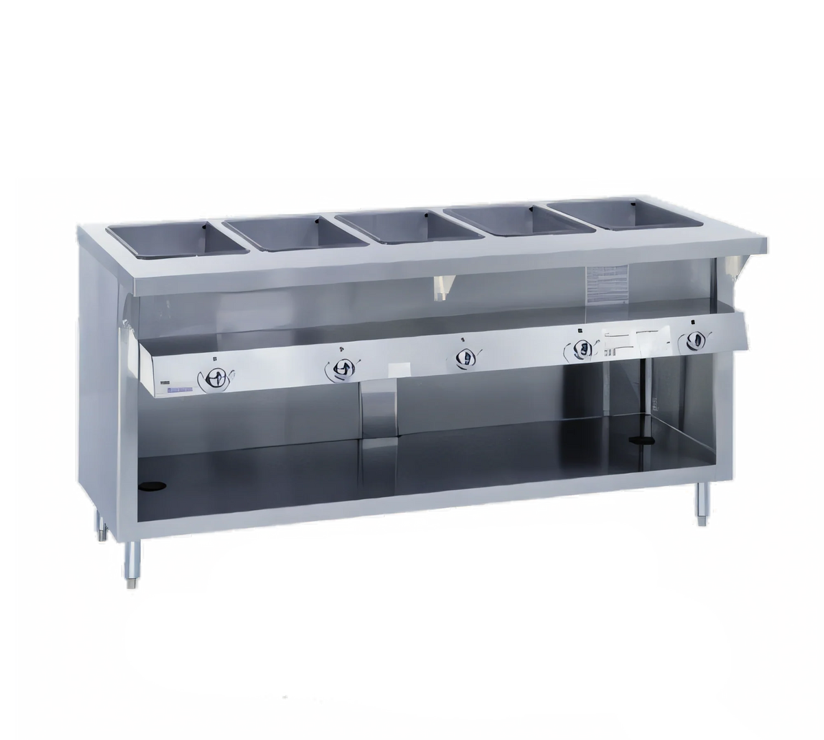Duke Thurmaduke G-4-DLPG 60-Inch 4-Well Propane Gas Dry-Heat Steam Table with Enclosed Base and Open Undershelf