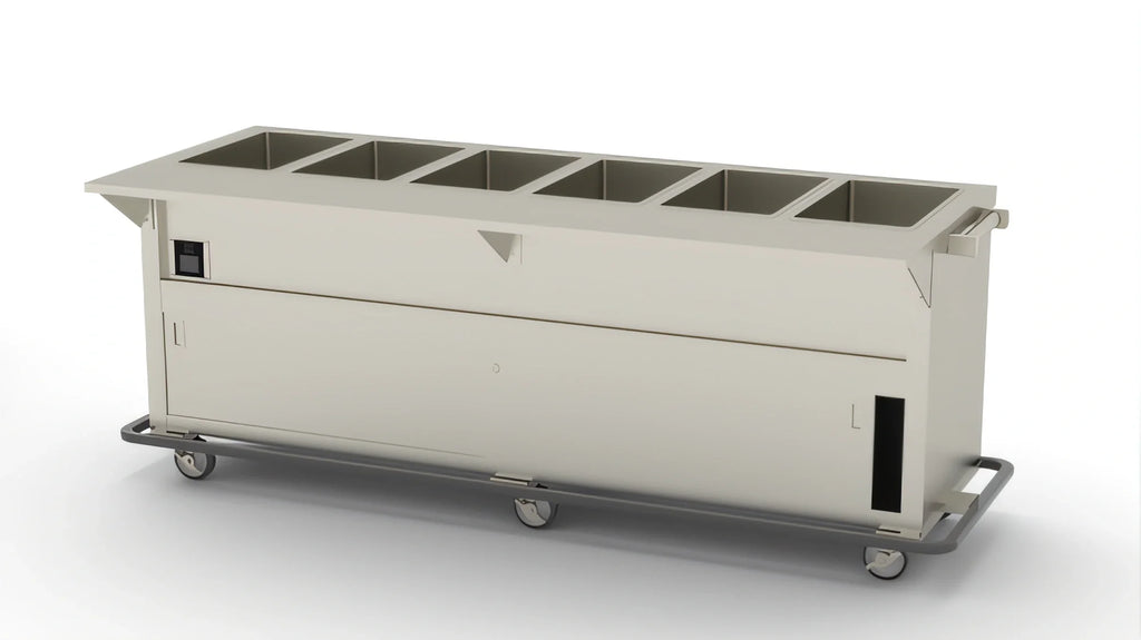 Duke Thurmaduke EPW-6-CBSS 6-Well Mobile Waterless Steamtable, Stainless Steel, Touchscreen Control, Sealed Wells & Cutting Board