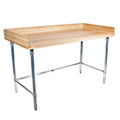 BK Resources MBTSOB-6036 60" x 36" Hard Maple Bakers Table with Stainless Steel Open Base and 4" Coved Risers
