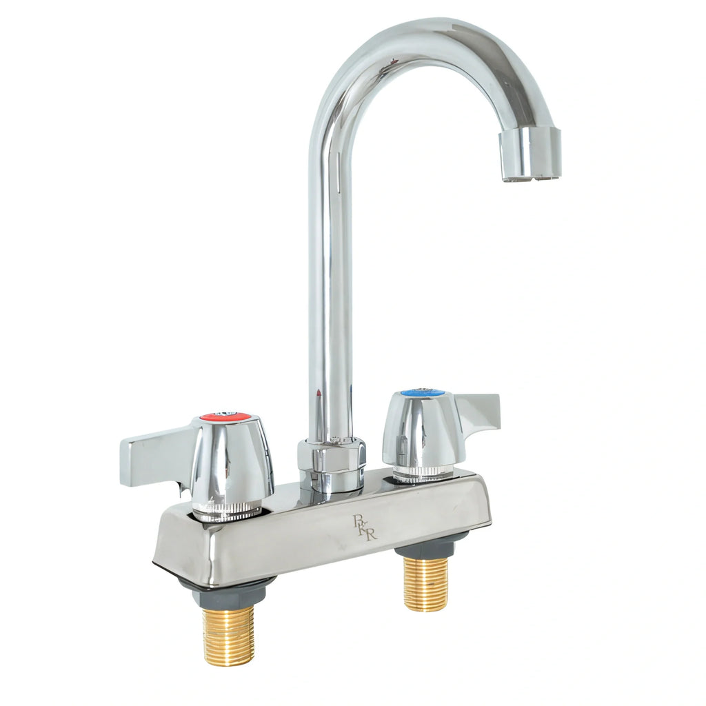 BK Resources WorkForce BKD-3G-G Standard-Duty Deck-Mount Faucet, 4" Centers, 3" Gooseneck Spout, Ceramic Valves, Lead-Free