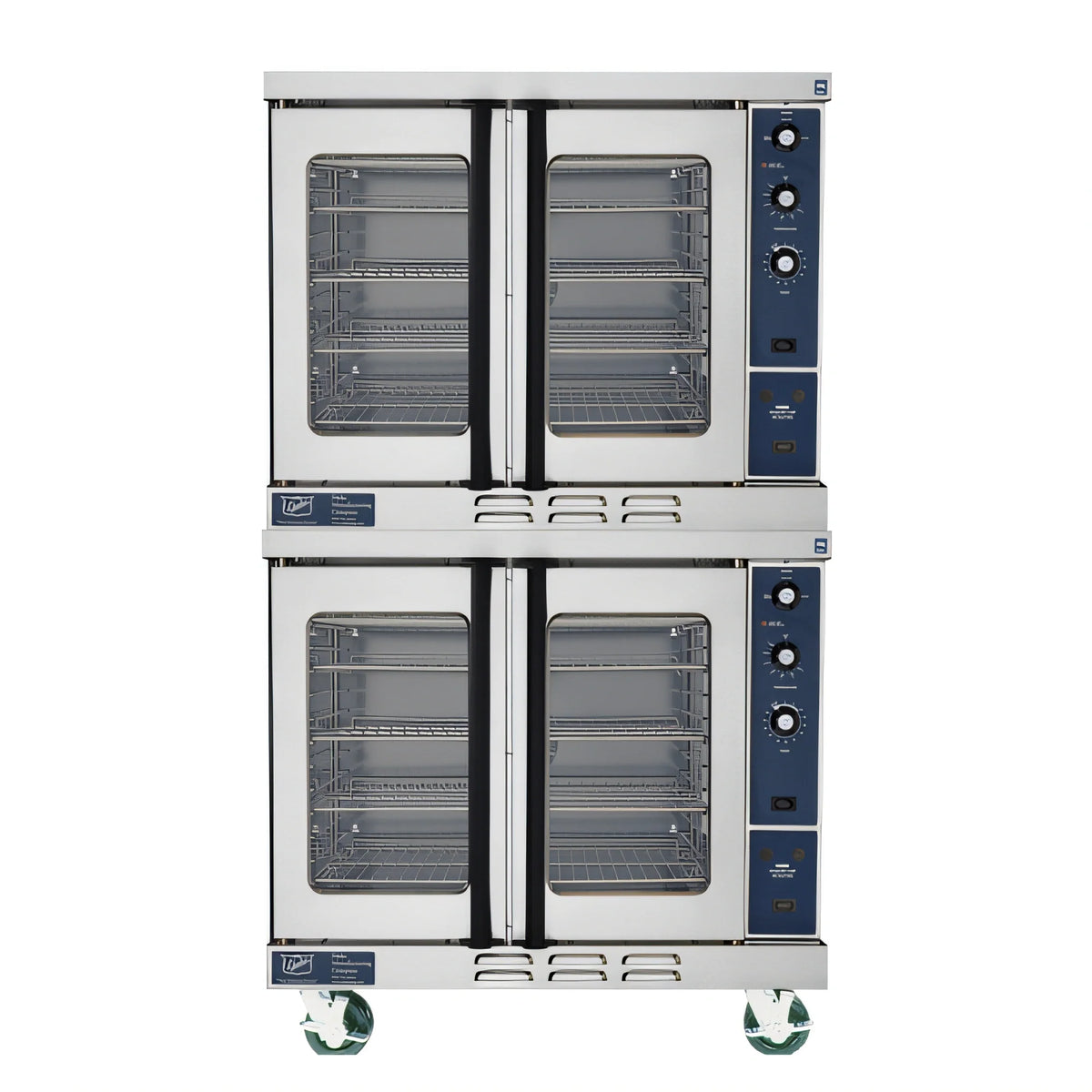 Duke 613Q-E4XX Double-Deck Deep-Depth Electric Convection Oven, 6 Full-Size Pans per Deck, Solid-State Controls, Legs