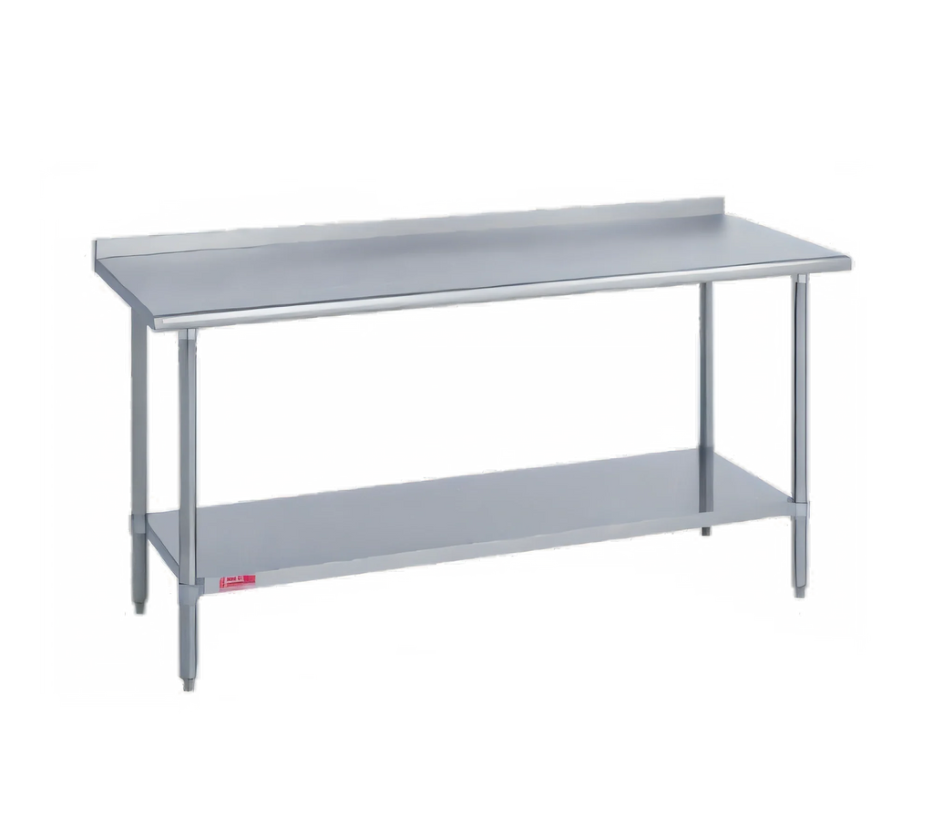 Duke 314-3060-2R 60 x 30-Inch Stainless Steel Work Table, 14-Gauge 300 Series Top, Straight Riser, Galvanized Undershelf