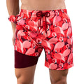 Pink Flamingo Hybrid Short, Compression Lined Swim and Resort Trunk
