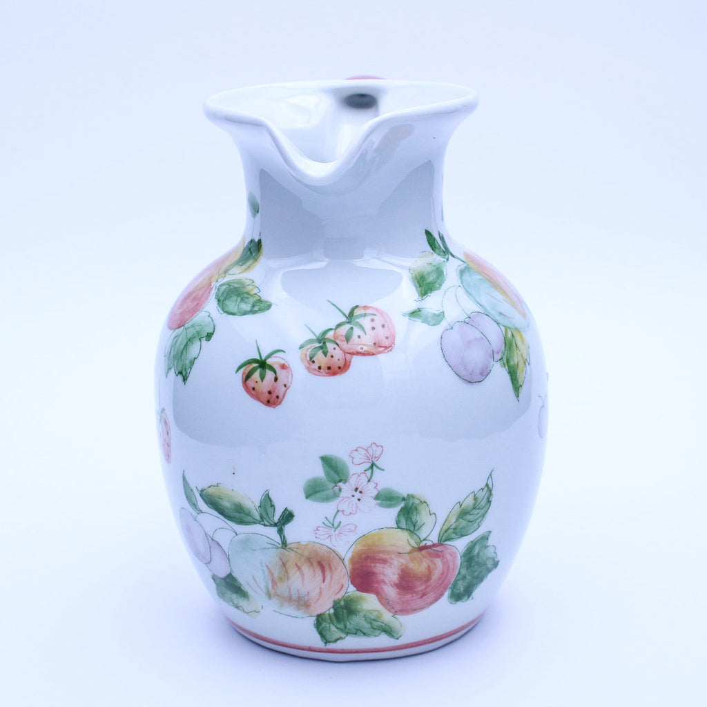 Hand‑Painted Ceramic Fruit & Floral Pitcher
