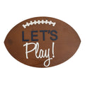 Football Shaped Let's Play Brown and White Wood Wall DÃ©cor