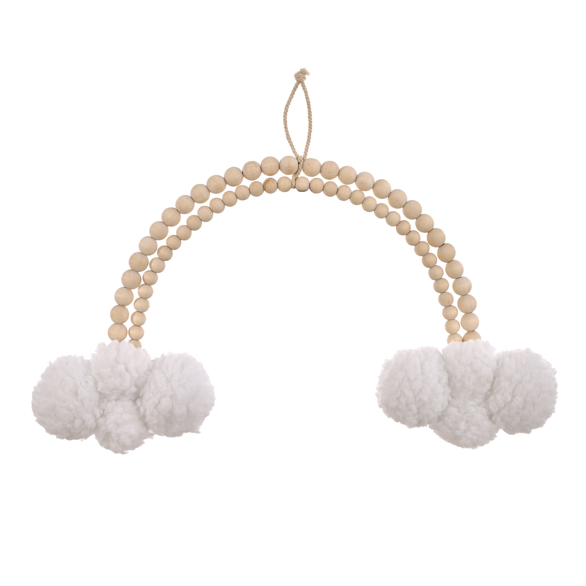 Rainbow and Clouds Natural Wooden Beads and White Chenille Clouds Nursery Wall Decor