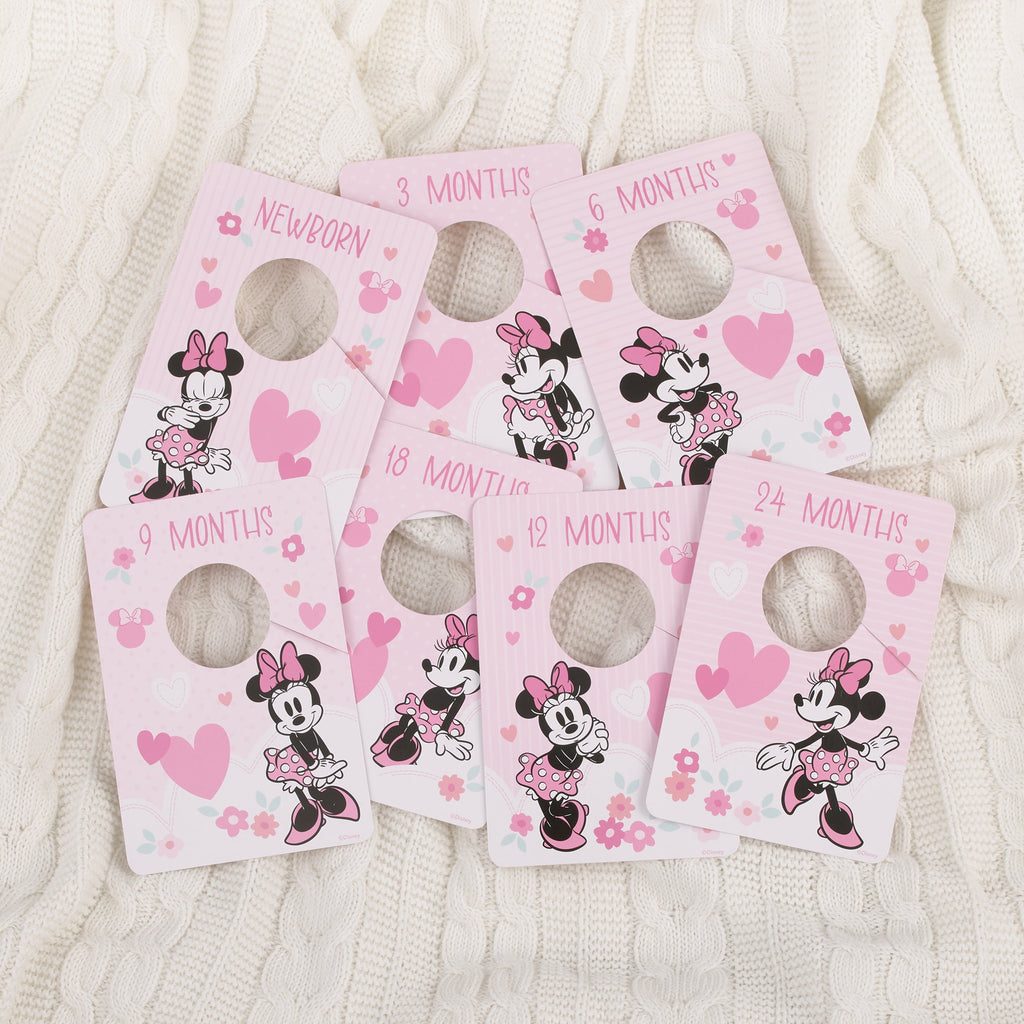 Minnie Mouse Pink, Black, and White Nursery Baby Closet Dividers - Set of 7 Newborn to 24 Months