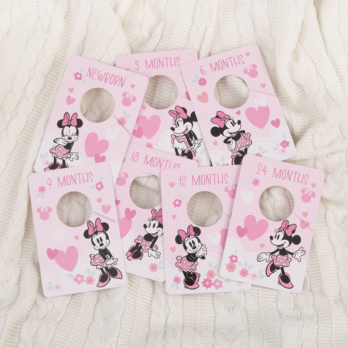 Minnie Mouse Pink, Black, and White Nursery Baby Closet Dividers - Set of 7 Newborn to 24 Months