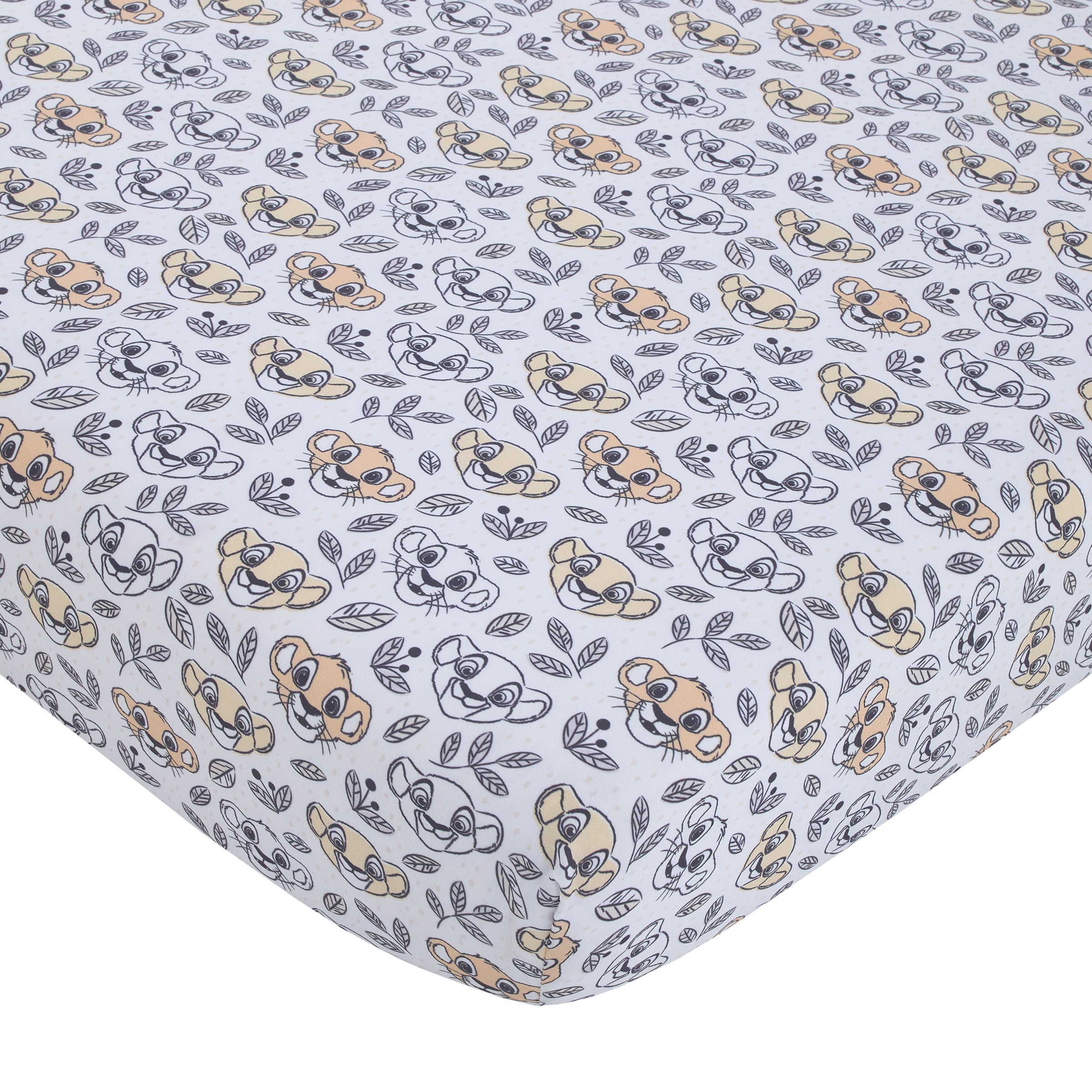 Lion King Daddy's Little Cub Grey, White and Tan Simba and Nala 6 Piece Nursery Crib Bedding Set - Comforter, Two Fitted Crib Sheets, Crib Skirt, Blanket and Changing Pad Cover
