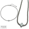 Bead chain cross layering necklace