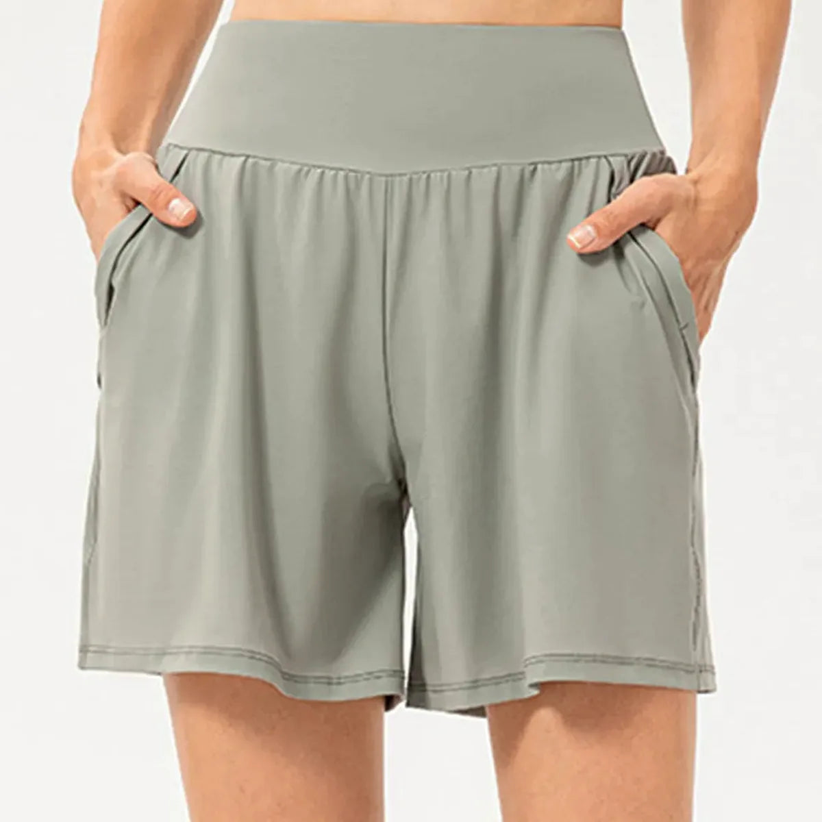 Pocketed Elastic Waist Active Shorts