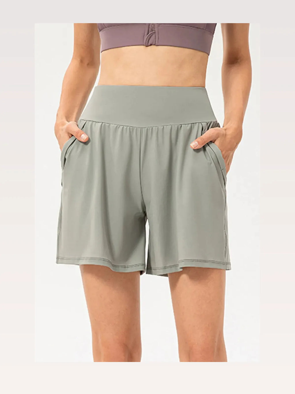 Pocketed Elastic Waist Active Shorts