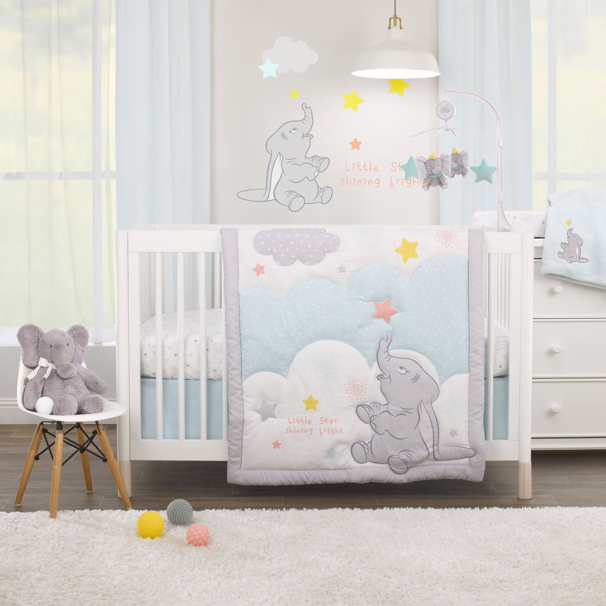 Dumbo - Shine Bright Little Star Aqua, Grey and Yellow Musical Mobile