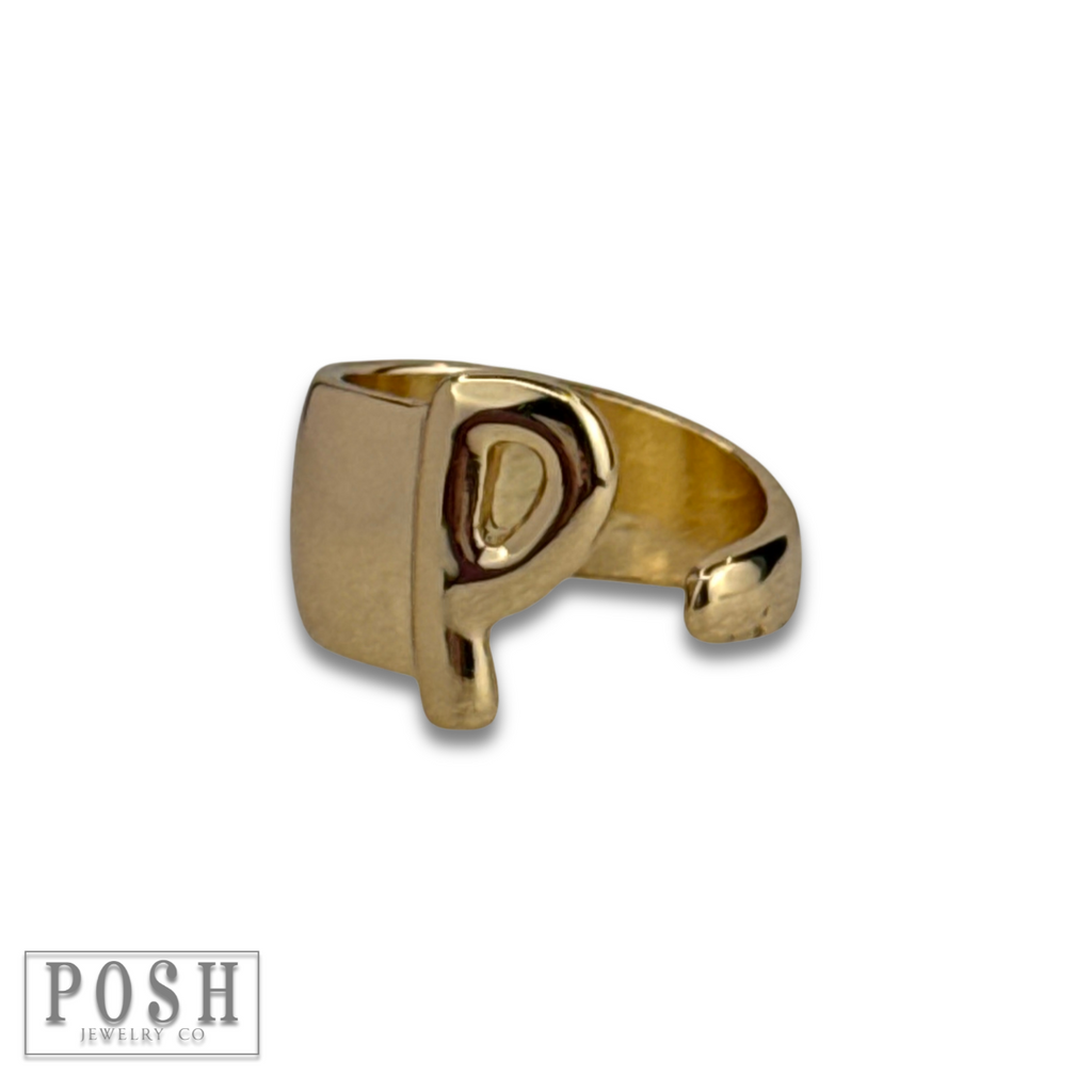 Bubble letter monogram initial ring