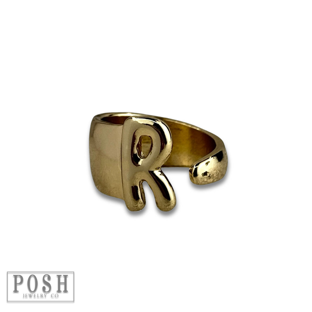 Bubble letter monogram initial ring