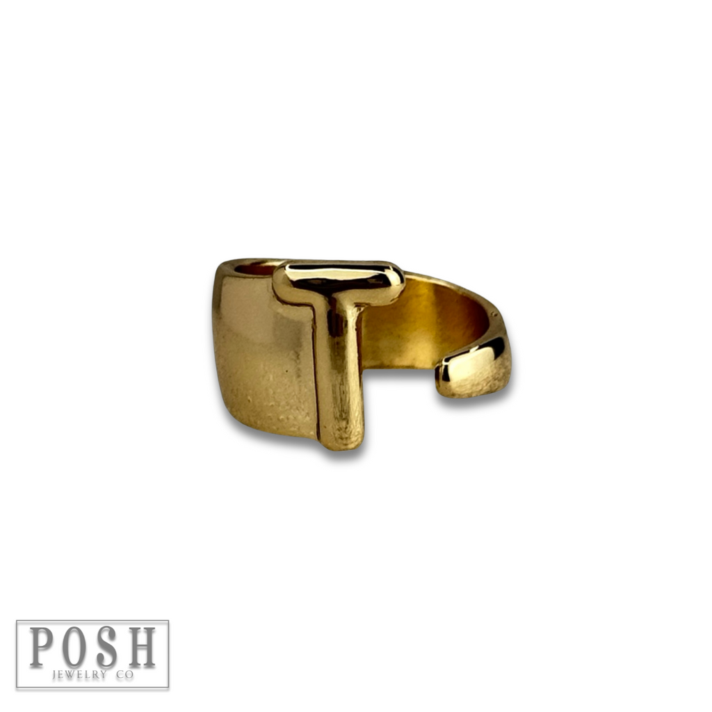 Bubble letter monogram initial ring