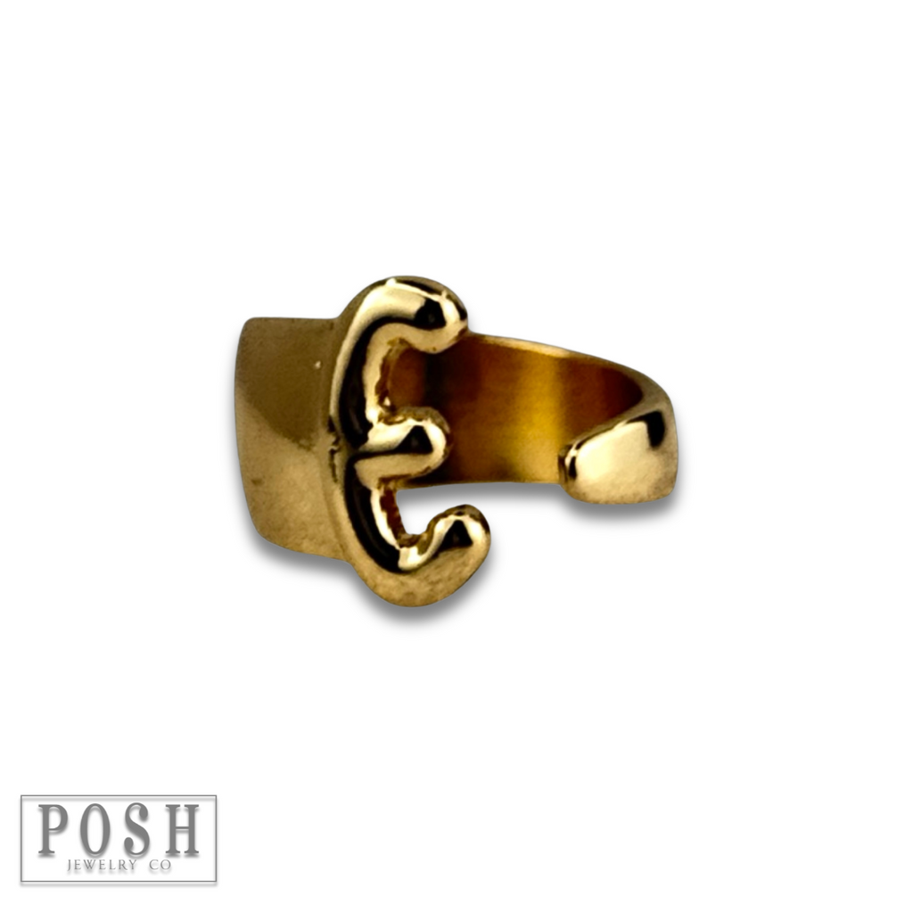 Bubble letter monogram initial ring