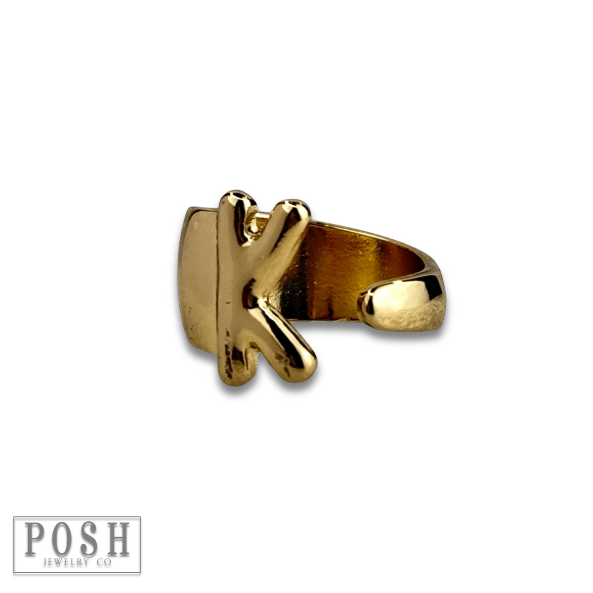 Bubble letter monogram initial ring