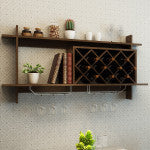 3-in-1 Dining Set: Windsor Chairs Industrial Sideboard & Wall-Mount Wine Rack Combo