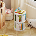 2-Tier Rotating Bookshelf with Dividers and Anti-falling Baffles