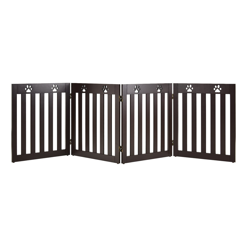 24 Inch Folding Wooden Freestanding Pet Gate Dog Gate with 360¬∞ Hinge