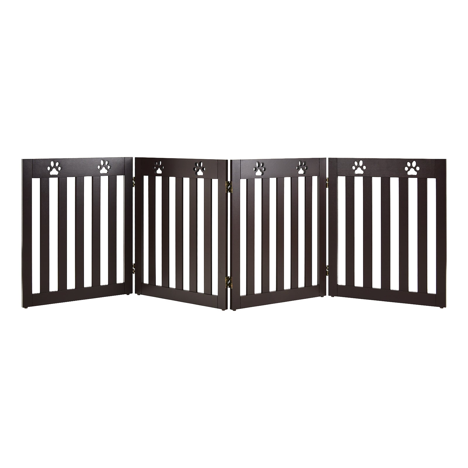 24 Inch Folding Wooden Freestanding Pet Gate Dog Gate with 360¬∞ Hinge