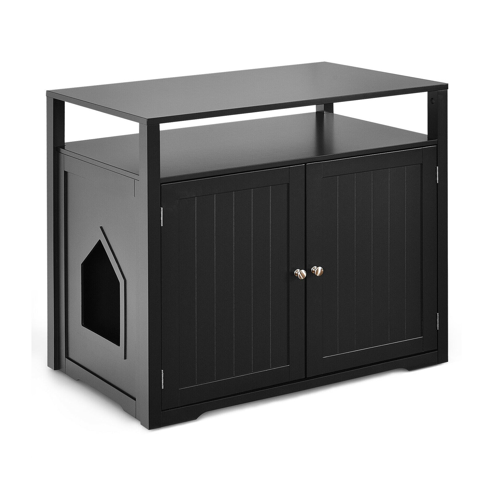 Wooden Cat Litter Box Enclosure Hidden Cat Washroom with Storage Layer