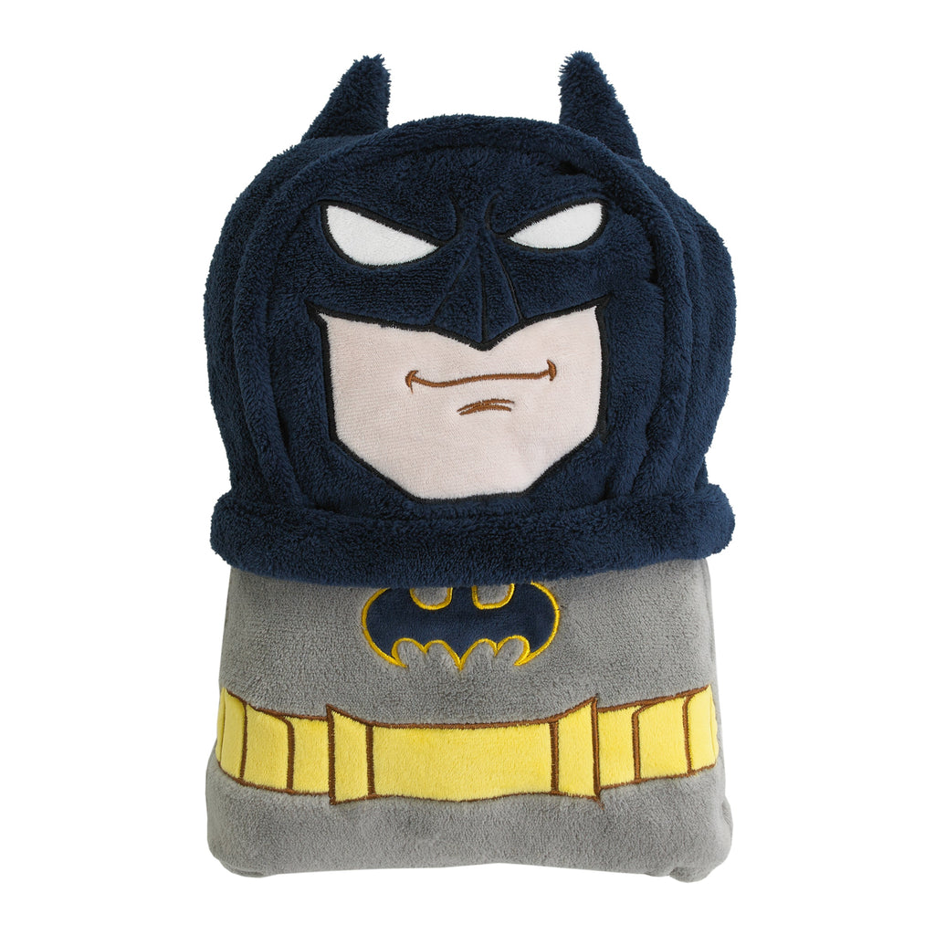 Batman The Caped Crusader Navy, Gray and Yellow Batman Character Shaped Blanket