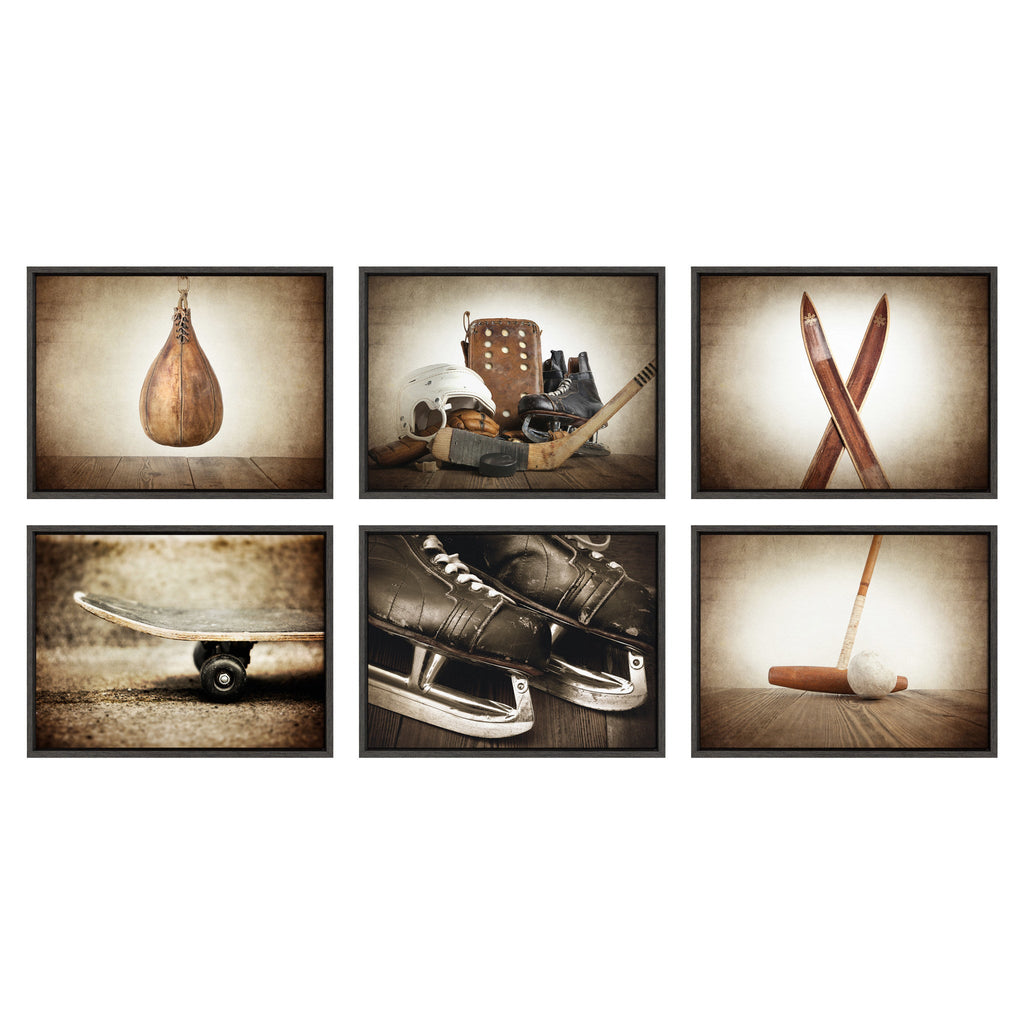Sylvie Leather Hockey Skates Framed Canvas By Shawn St. Peter