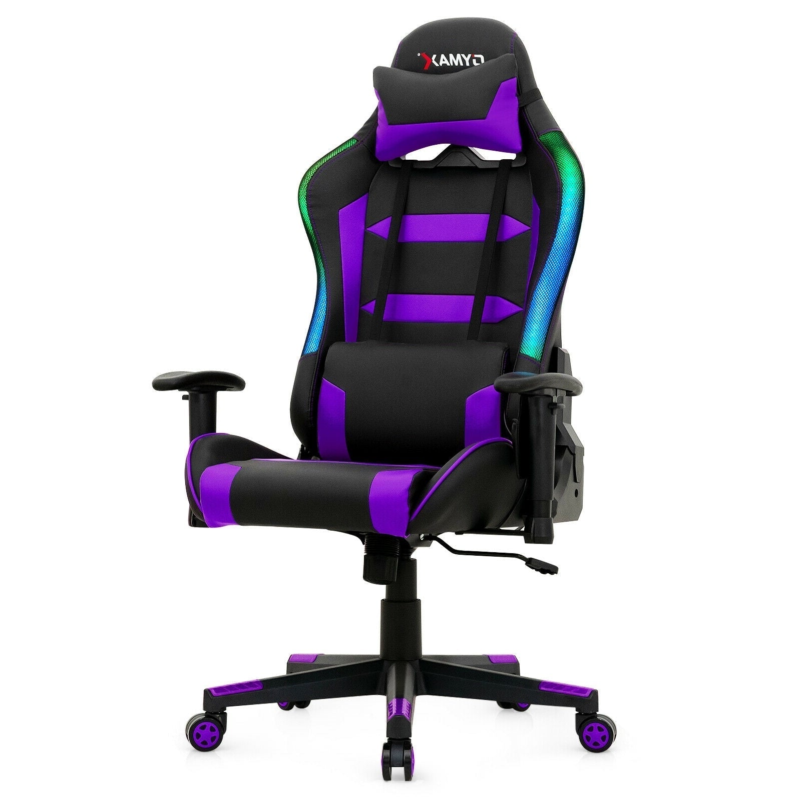 Adjustable Swivel Gaming Chair with LED Lights and Remote