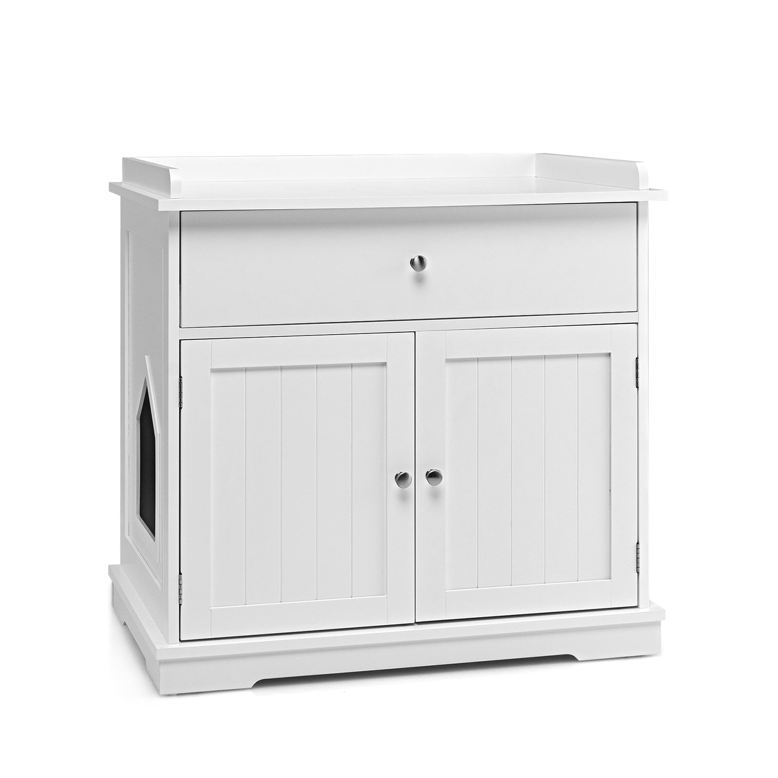 Wooden Cat Litter Box Enclosure with Drawer Side Table Furniture