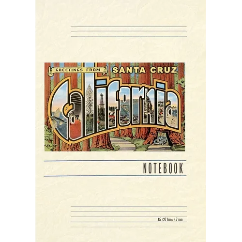 Vintage Lined Notebook Greetings from Santa Cruz, California, Redwoods - Paperback
