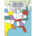 Map of the United States Sticker Picture - Paperback