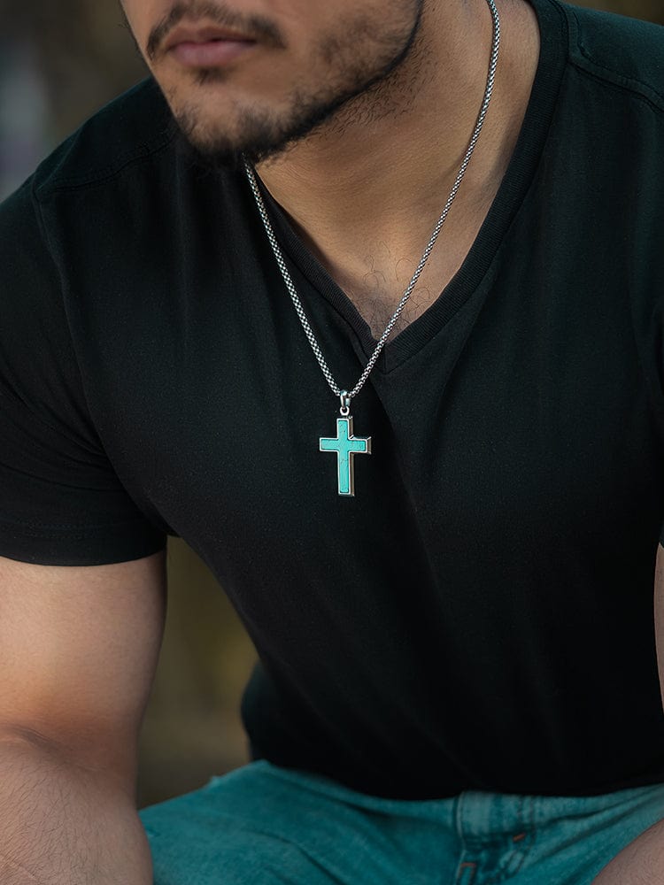 Turquoise Cross Pendant Necklace