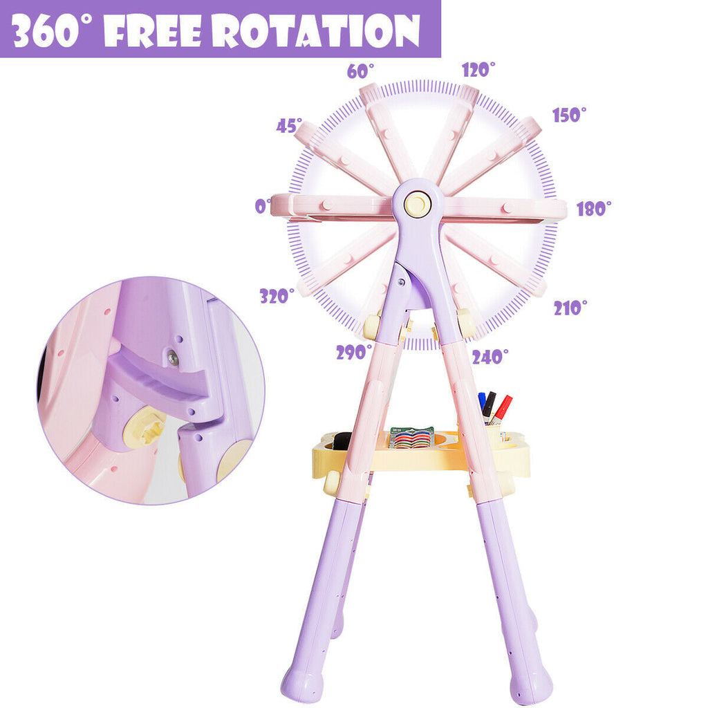 Kids Height Adjustable Double Side Magnetic Art Easel-Purple