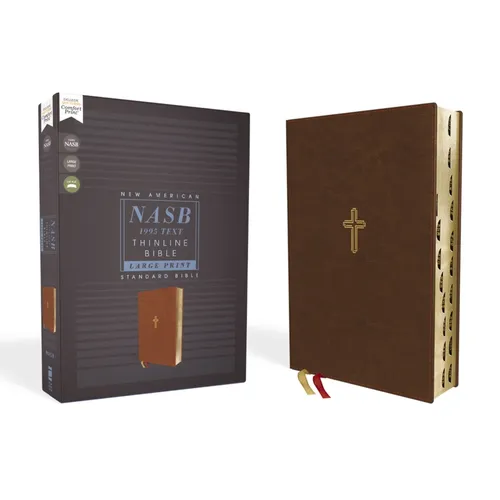 Nasb, Thinline Bible, Large Print, Leathersoft, Brown, Red Letter Edition, 1995 Text, Thumb Indexed, Comfort Print - Imitation Leather