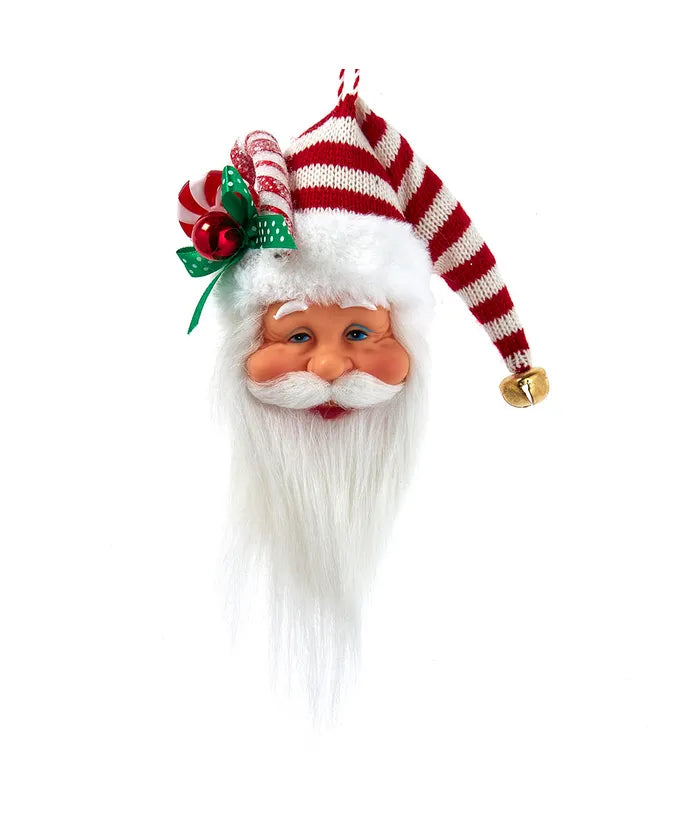 Santa Head With Red and White Hat Ornament