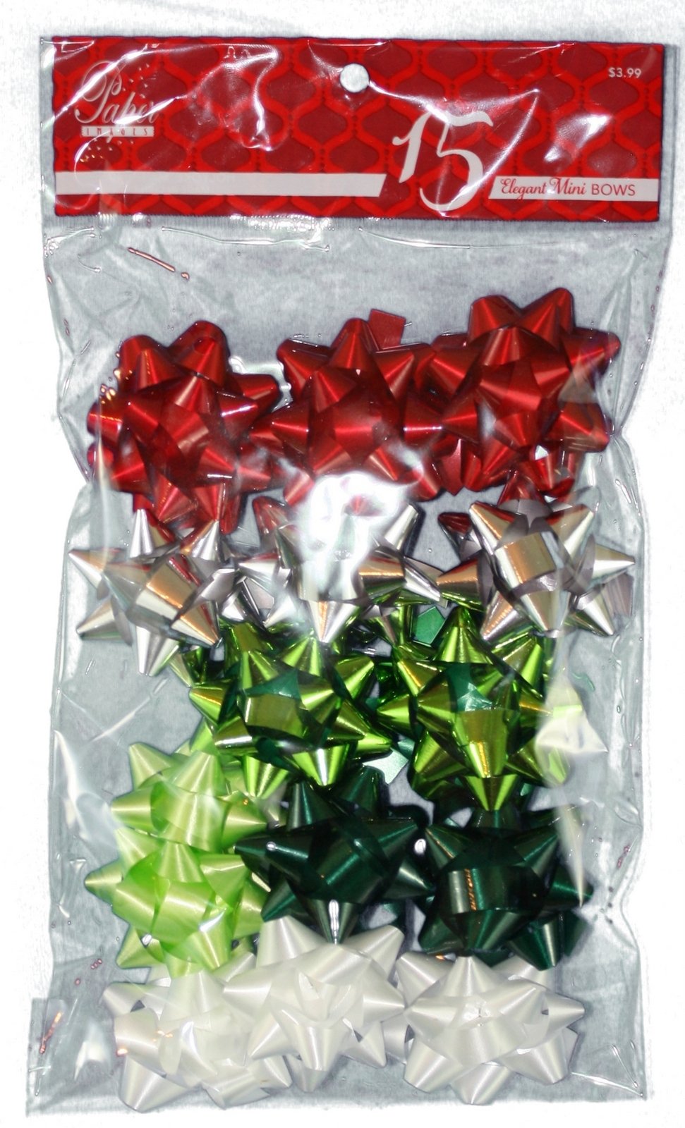 Elegant Bows 15 Pack - R/S/G/W