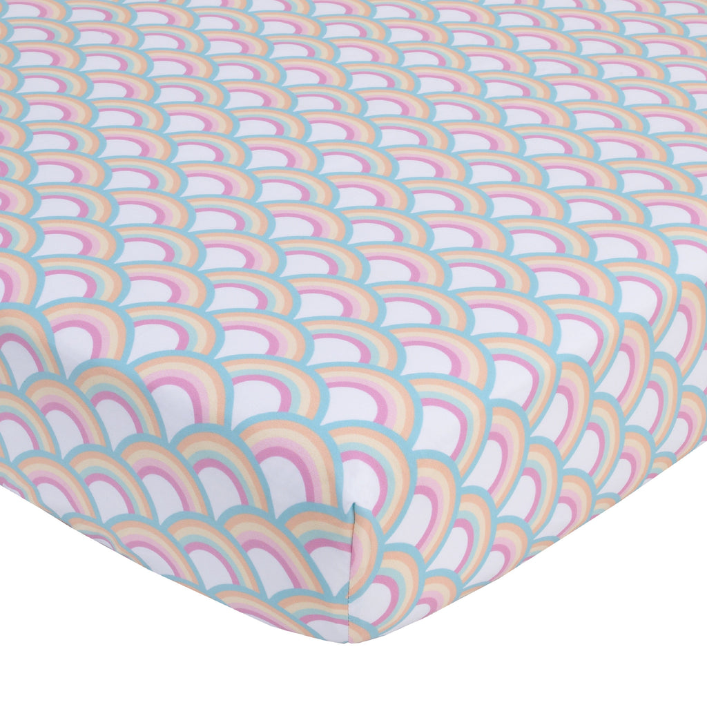Everything Kids Rainbow Unicorn Pink, White and Rainbows 4 Piece Toddler Bed Set - Comforter, Fitted Bottom Sheet, Flat Top Sheet and Reversible Pillowcase