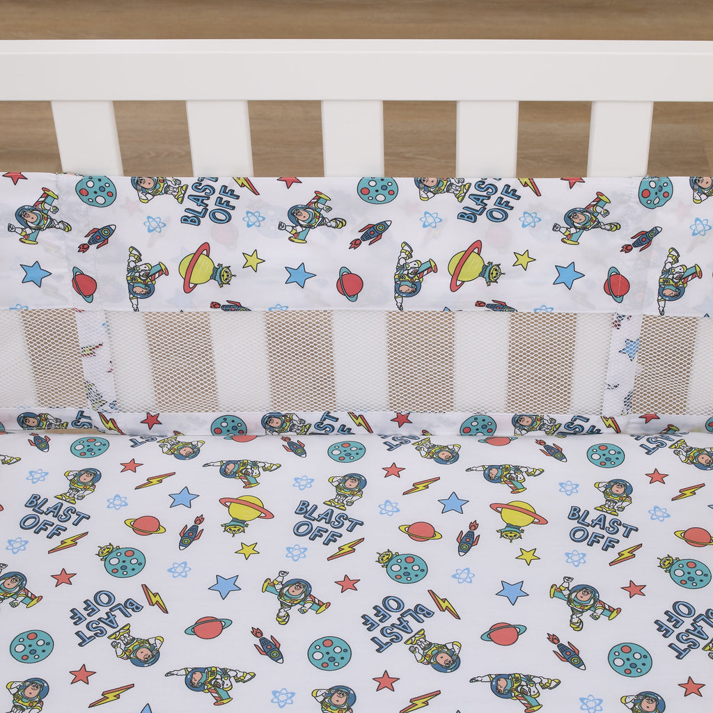 Disney Toy Story Buzz Lightyear Blue, Orange, Green and White Blast-Off Crib Liner