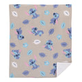 Disney Stitch Gray, Blue, Aqua, and White Super Soft Plush Sherpa Baby Blanket