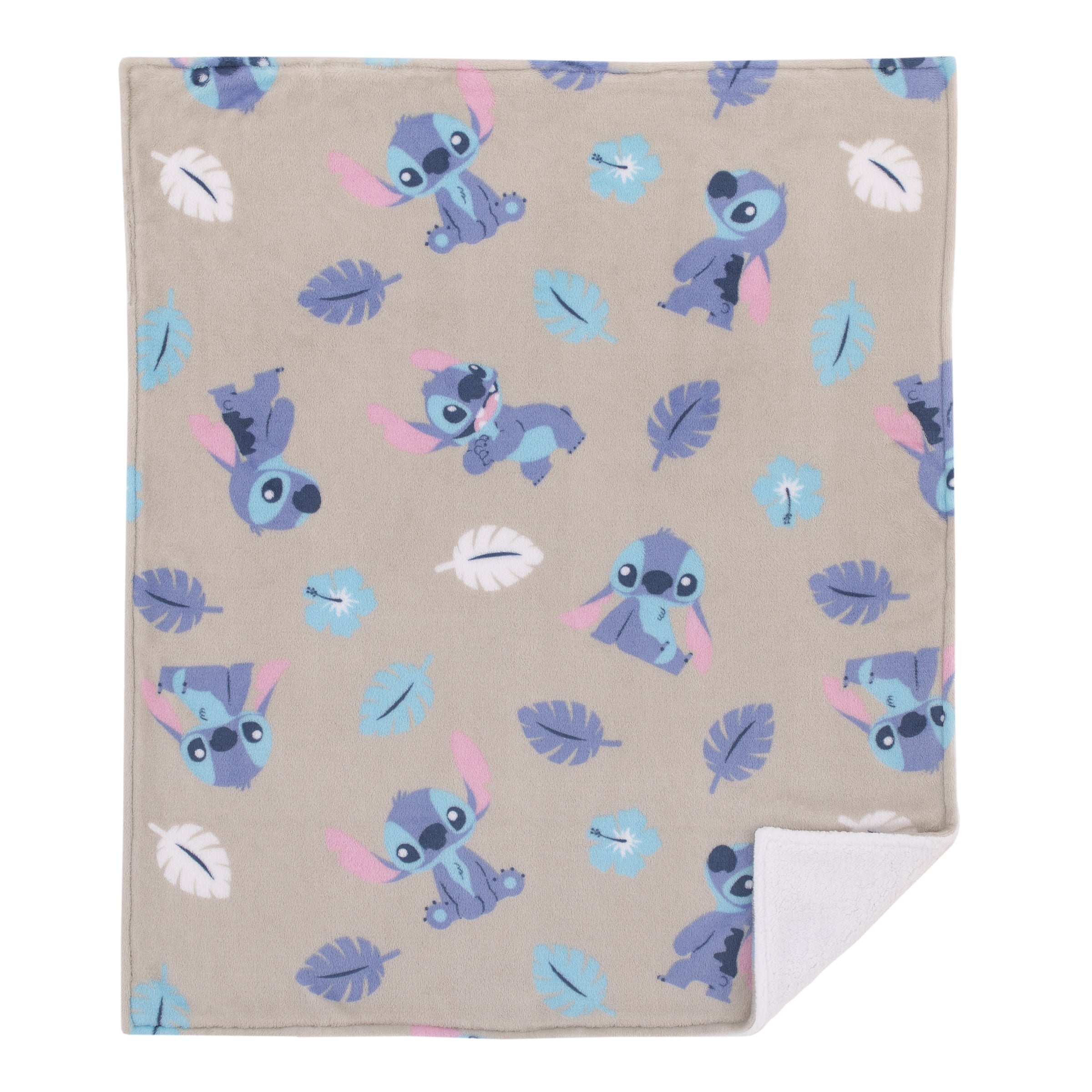 Disney Stitch Gray, Blue, Aqua, and White Super Soft Plush Sherpa Baby Blanket