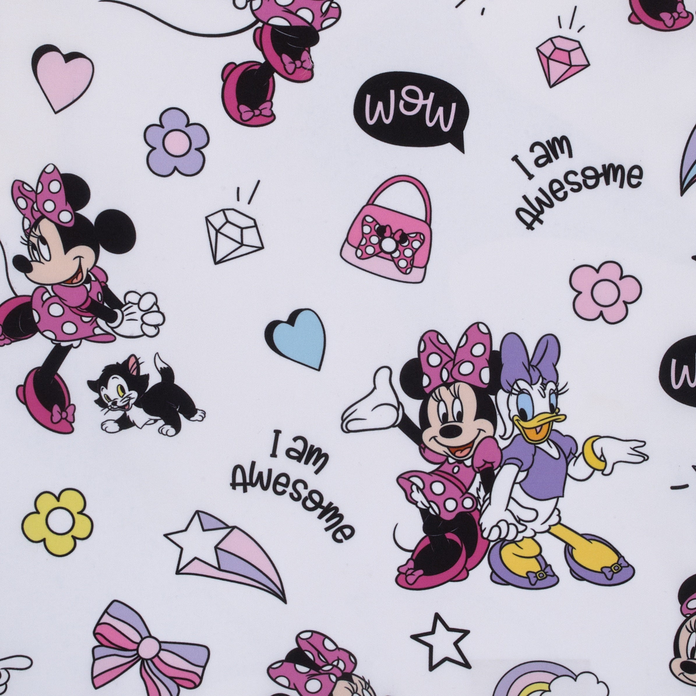 Minnie Mouse I am Awesome Lavender, Pink and White, Daisy Duck Rainbow Hearts and Stars Preschool Nap Pad Sheet