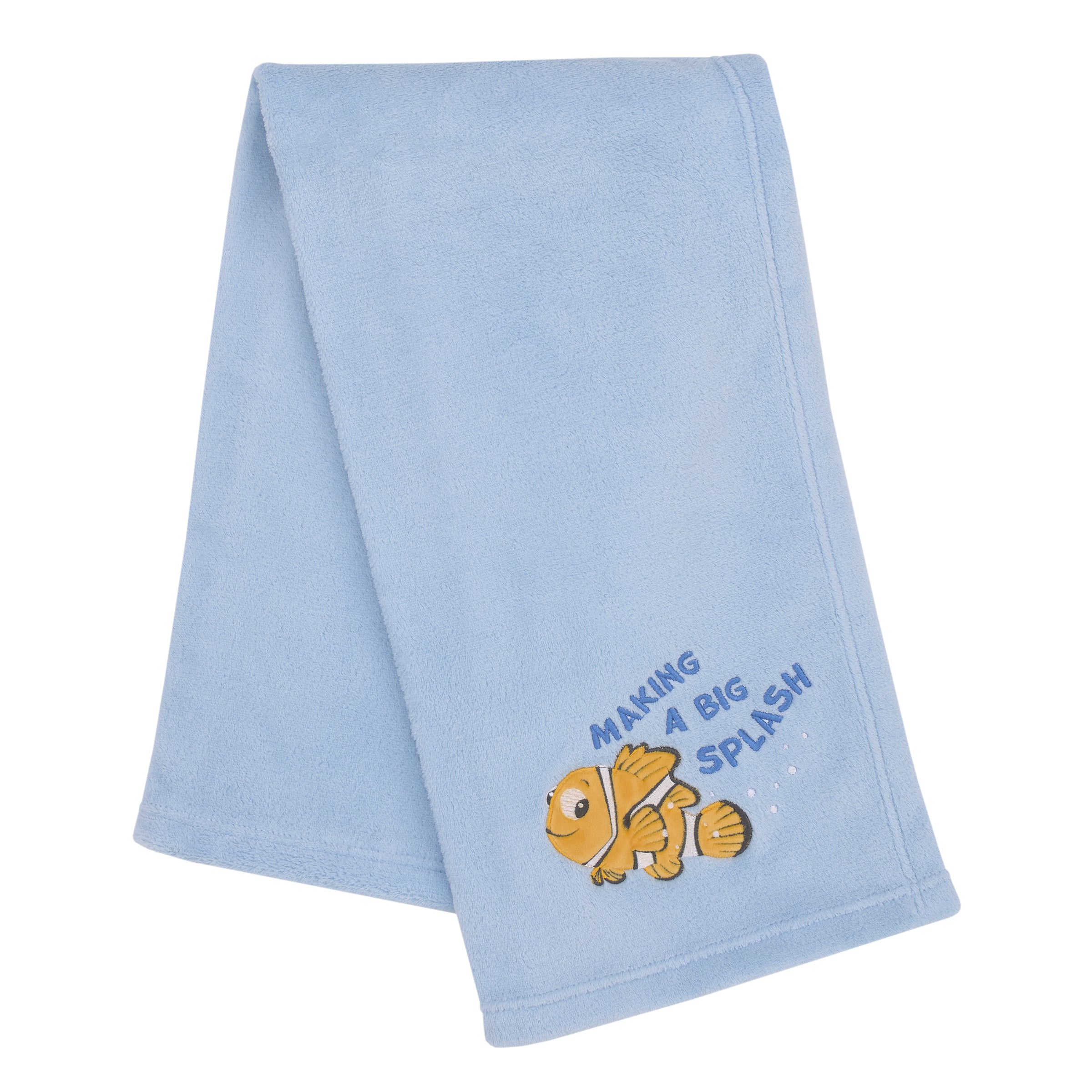 Finding Nemo Cutest Little Catch Light Blue, and Orange Super Soft Appliqued Baby Blanket