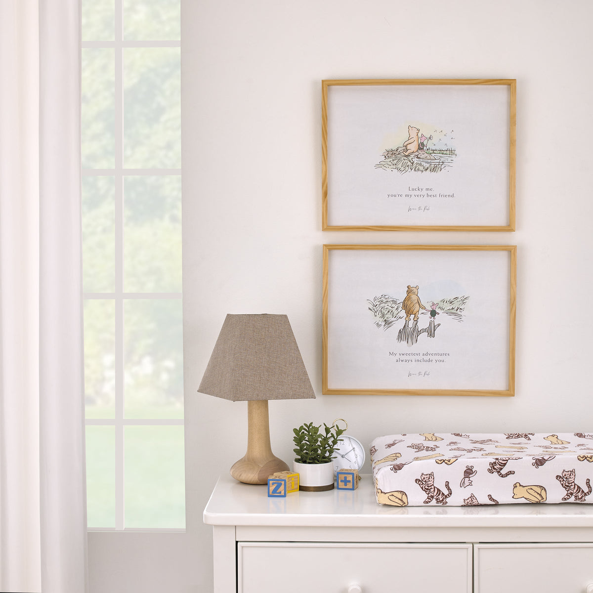 Winnie the Pooh - Classic Pooh "My Sweetest Adventures Always Include You" with Piglet Natural Pine Wood Framed Art Canvas Wall DÃ©cor