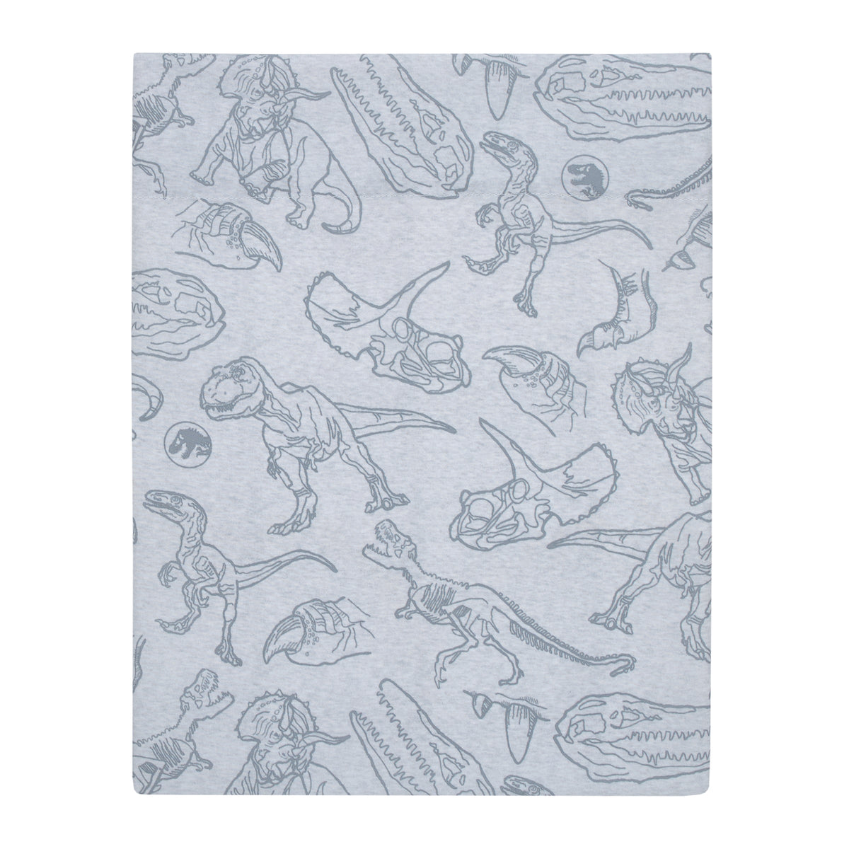 Universal Jurassic World Into The Wild Grey, White, Orange and Aqua T. Rex 4 Piece Toddler Bed Set - Comforter, Fitted Bottom Sheet, Flat Top Sheet and Reversible Pillowcase