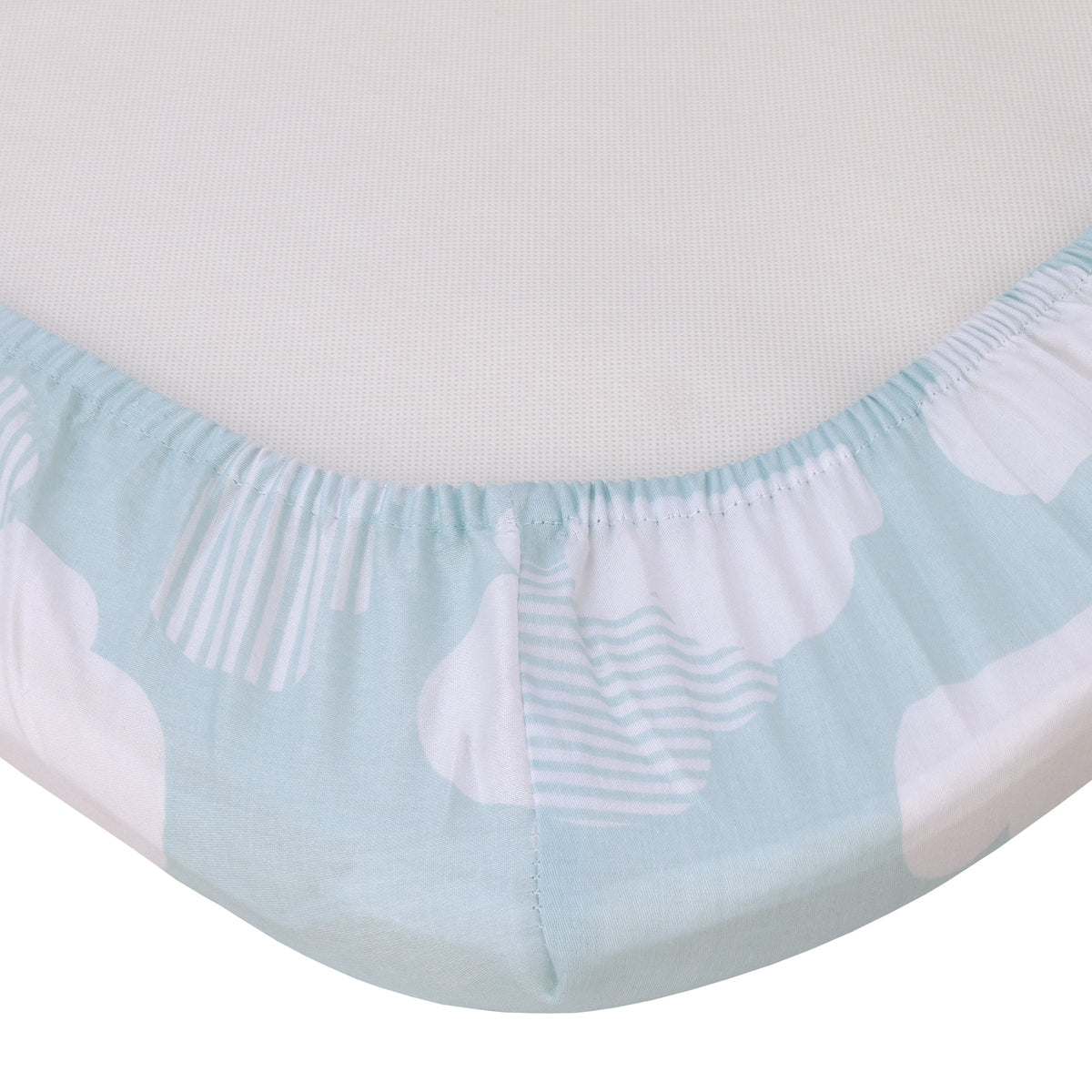Cozy-Up 2-in-1 Bedside Sleeper Blue and White Clouds 100% Cotton Fitted Bassinet Sheet
